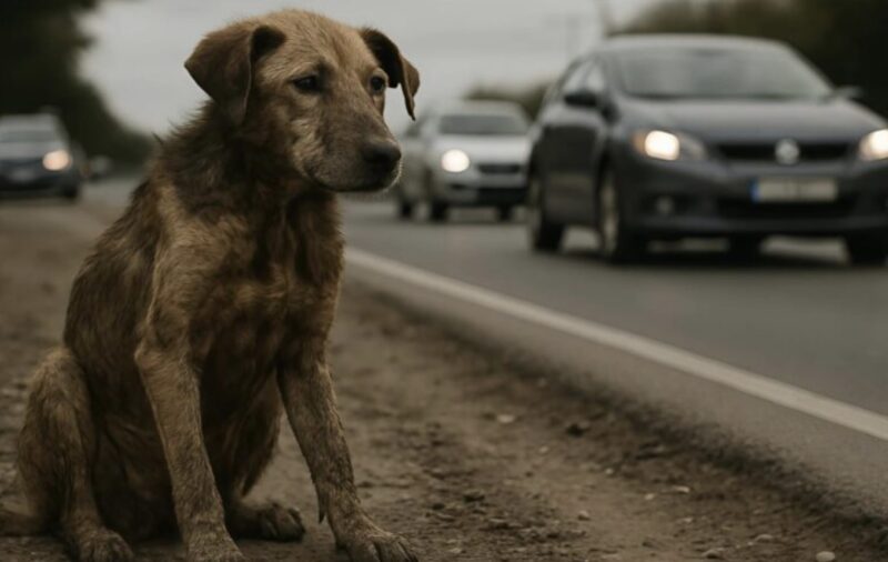 Människor märkte en hund som satt orörlig nära vägen i flera dagar: de blev chockade när de fick reda på orsaken