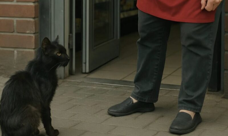 En butiksbiträde förolämpade en gatukatt, men bara några minuter senare ångrade hon djupt sina handlingar.