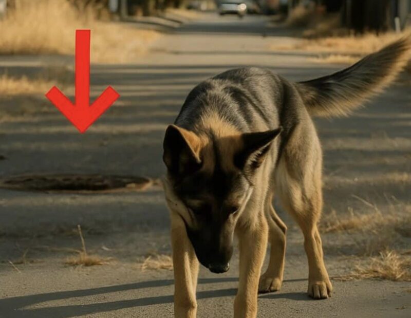 Hunden skällde oavbrutet mot den öppna luckan och försökte fånga förbipasserandes uppmärksamhet när en flicka närmade sig luckan och tittade in i luckan, stelfrusen av vad hon såg.