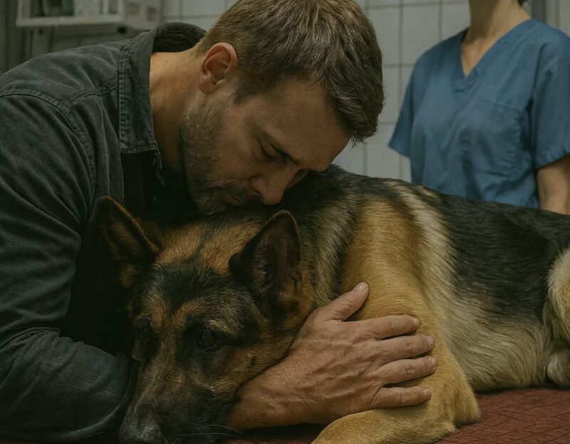 Hans hund kramade honom en sista gång innan han avlivades – och plötsligt ropade veterinären: "Stopp!"