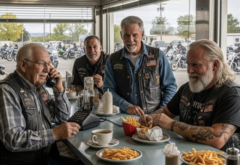 Fem tuffa motorcyklister hånade en 90-årig veteran – sekunder senare darrade marken av motorer