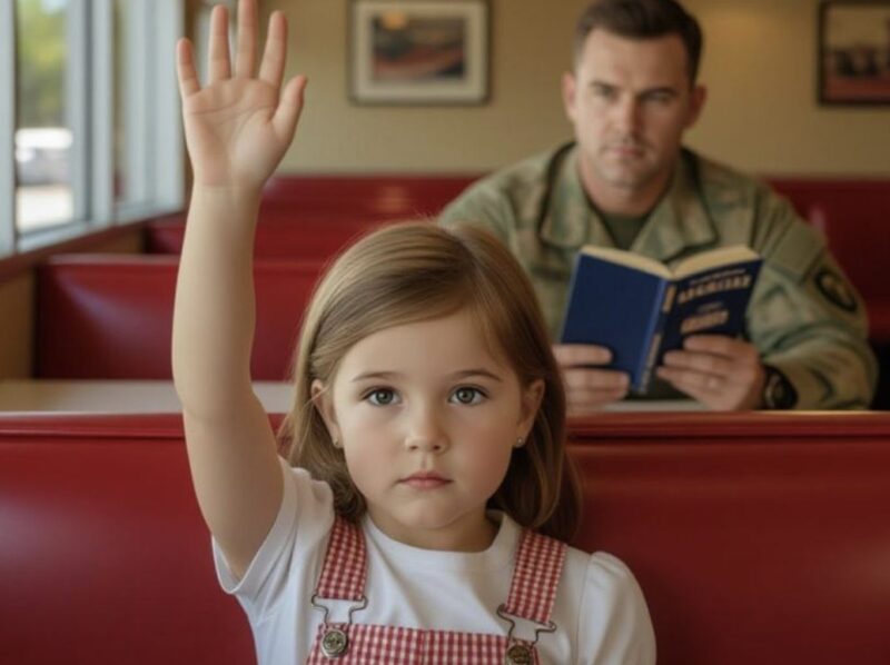 På en lugn restaurang vid vägkanten böjde en treårig flicka sin lilla hand till en nödsignal. En soldat, som satt några bås bort, fick syn på henne och erbjöd henne nonchalant en godisbit.
