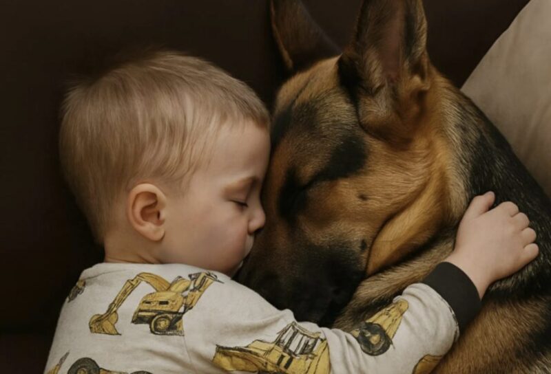 En 3-årig pojke och hans hund somnade och gosade i soffan: föräldrarna tyckte att scenen var mycket rörande tills de kom in i rummet på morgonen och såg något hemskt.