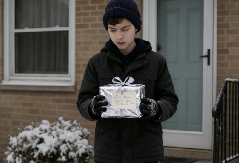 En 13-årig pojke skottar snö åt en äldre granne – det hon lämnade vid hans dörr smälte allas hjärtan