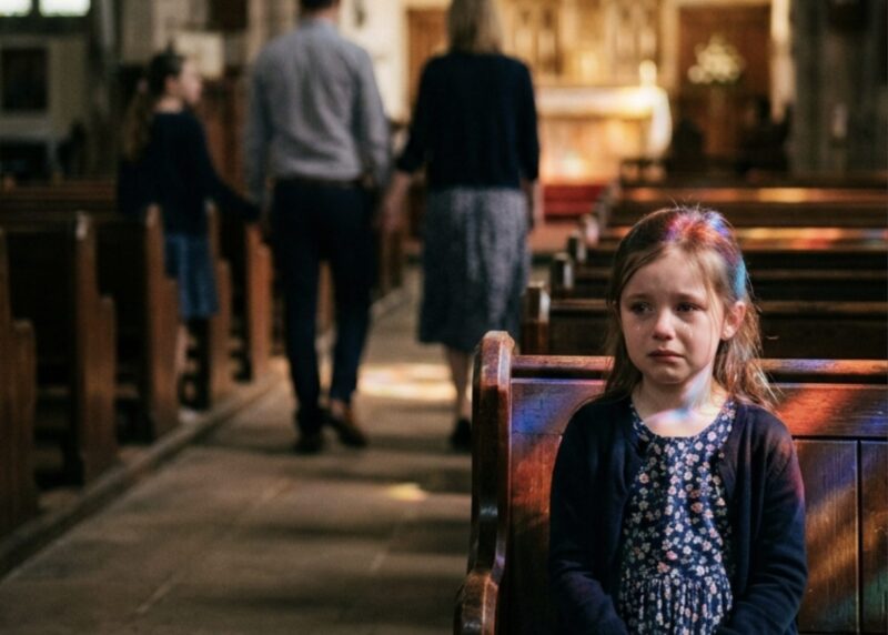 När jag var fyra år gammal satte min mamma mig på en bänk i en kyrka och sa: ”Stanna här. Gud kommer att ta hand om dig.” Sedan vände hon sig om och gick därifrån, leende, hand i hand med min pappa och syster.