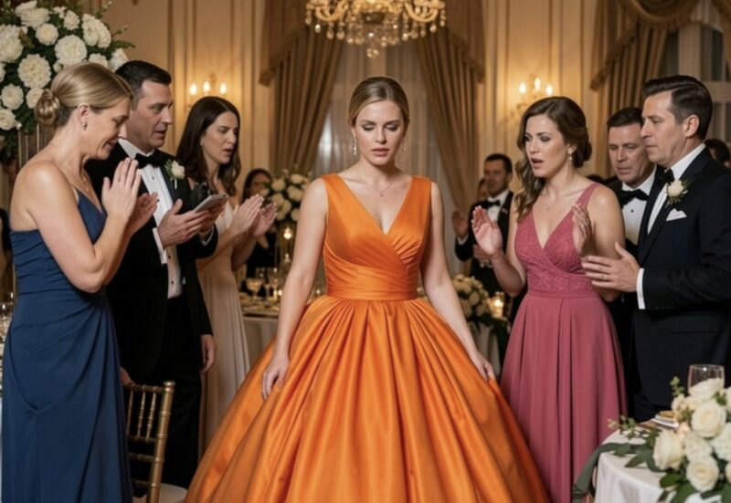 Min syster klädde alla brudtärnor i elegant lavendelfärgad färg, men gav mig en enorm knallorange klänning och påstod att det var den enda som fanns kvar.